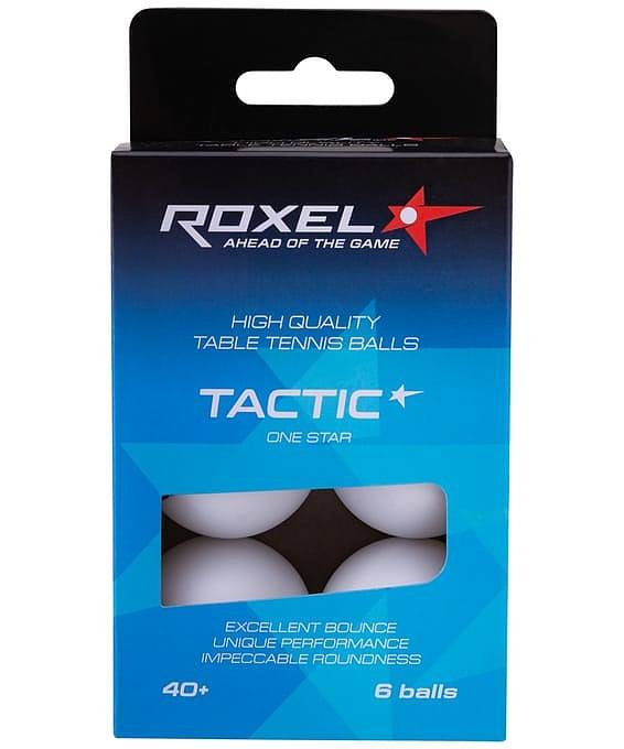 фото Мячи для настольного тенниса roxel tactic 1*, белый, 6 шт.