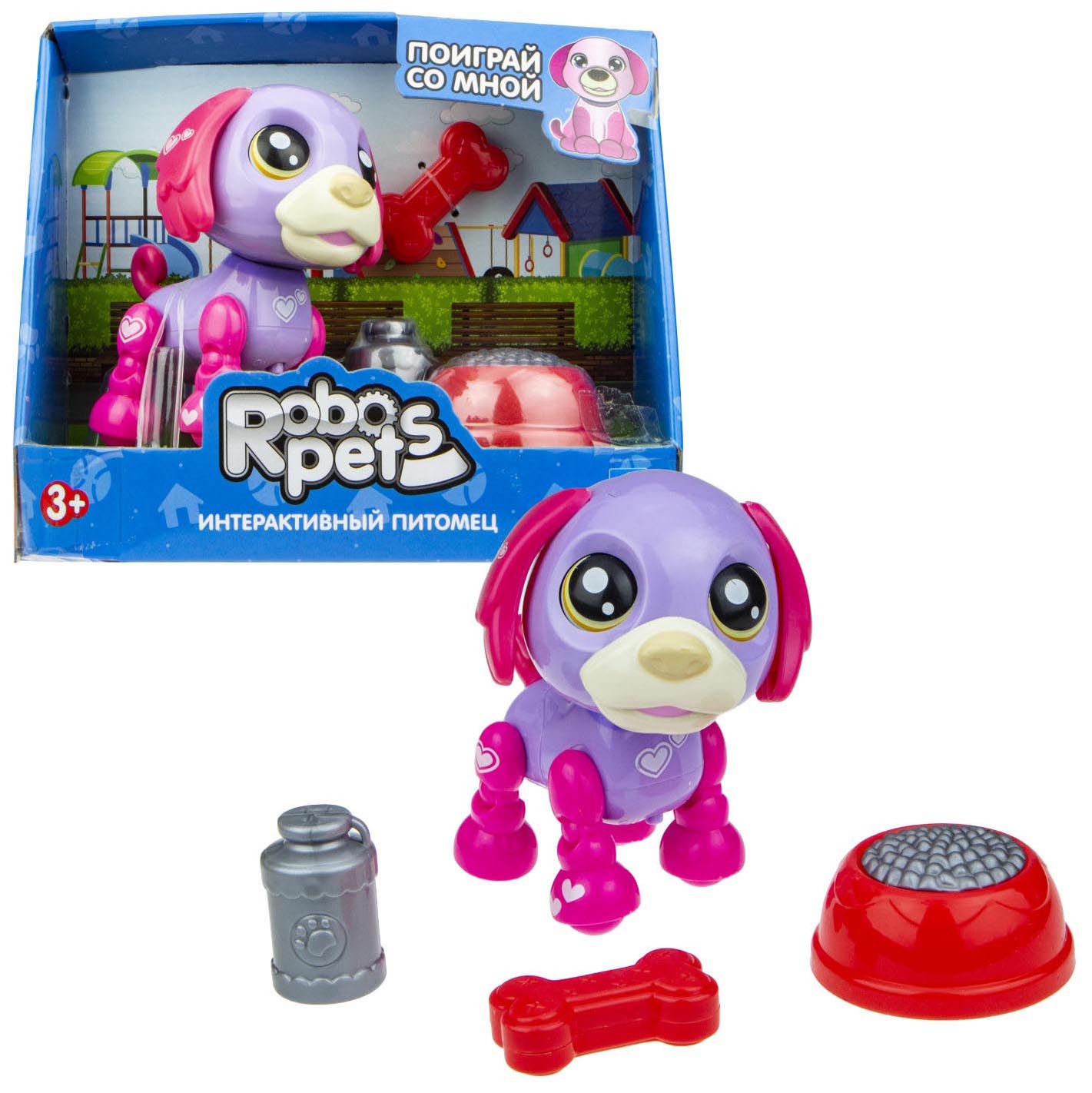 

Интерактивная игрушка 1TOY Robo Pets Озорной щенок Т16938 фиолетово-фуксия, Фиолетовый