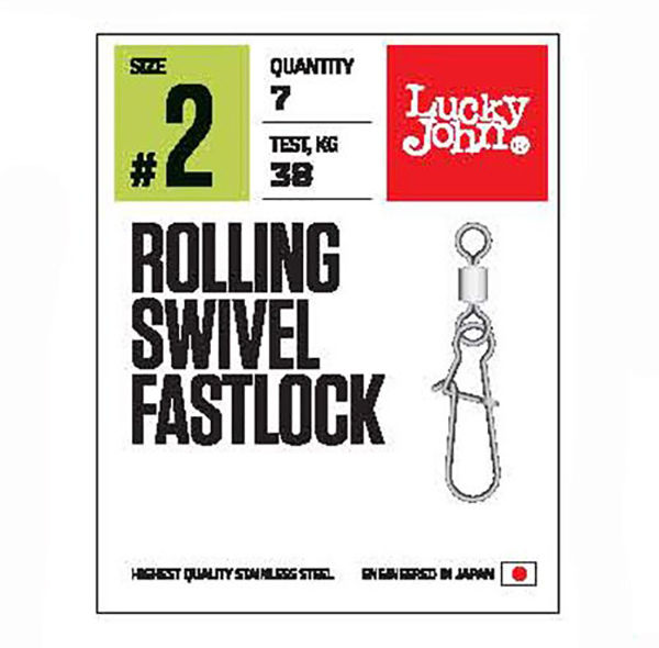 

Вертлюг Lucky John Pro Series Rolling Swivel Fastlock 32 кг, 7 шт., Pro Series Rolling Swivel Fastlock