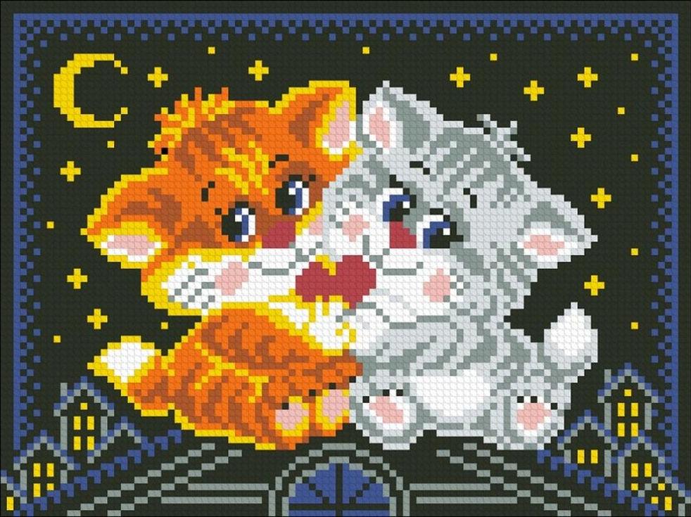 

Алмазная вышивка Паутинка Котики на крыше, 24x18 см, Котики на крыше