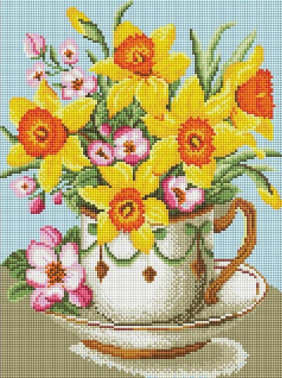 

Алмазная вышивка Белоснежка Букет с нарциссами, 30x40 см, Букет с нарциссами