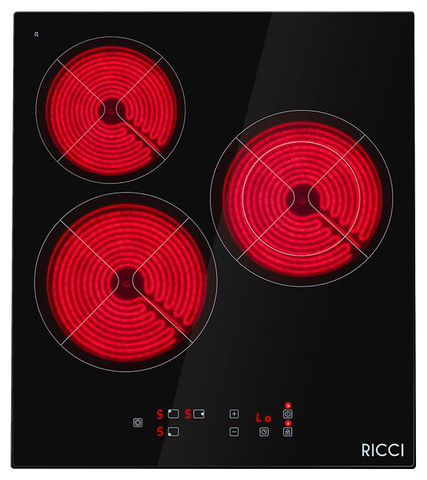 Встраиваемая варочная панель электрическая RICCI KS-T35002BR черный настольная электрическая плитка ricci ric 3206 black red