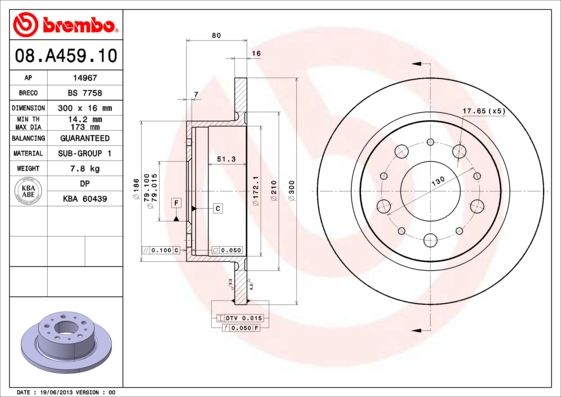 фото Тормозной диск brembo 08.a459.10