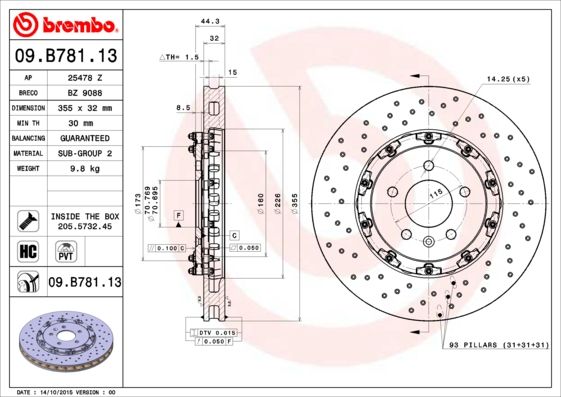 фото Тормозной диск brembo 09.b781.13