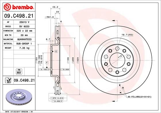 

Тормозной диск brembo 09.C498.21