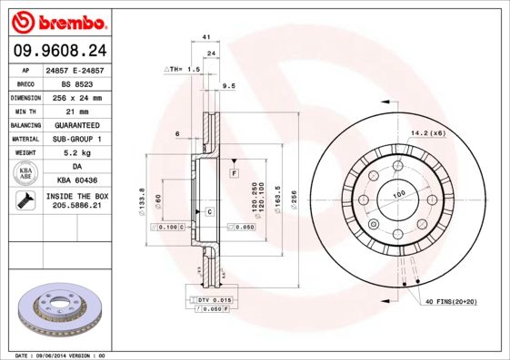 фото Тормозной диск brembo 09.9608.24