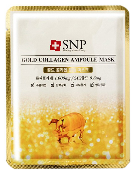 фото Маска для лица snp gold collagen ampoule mask 25 мл