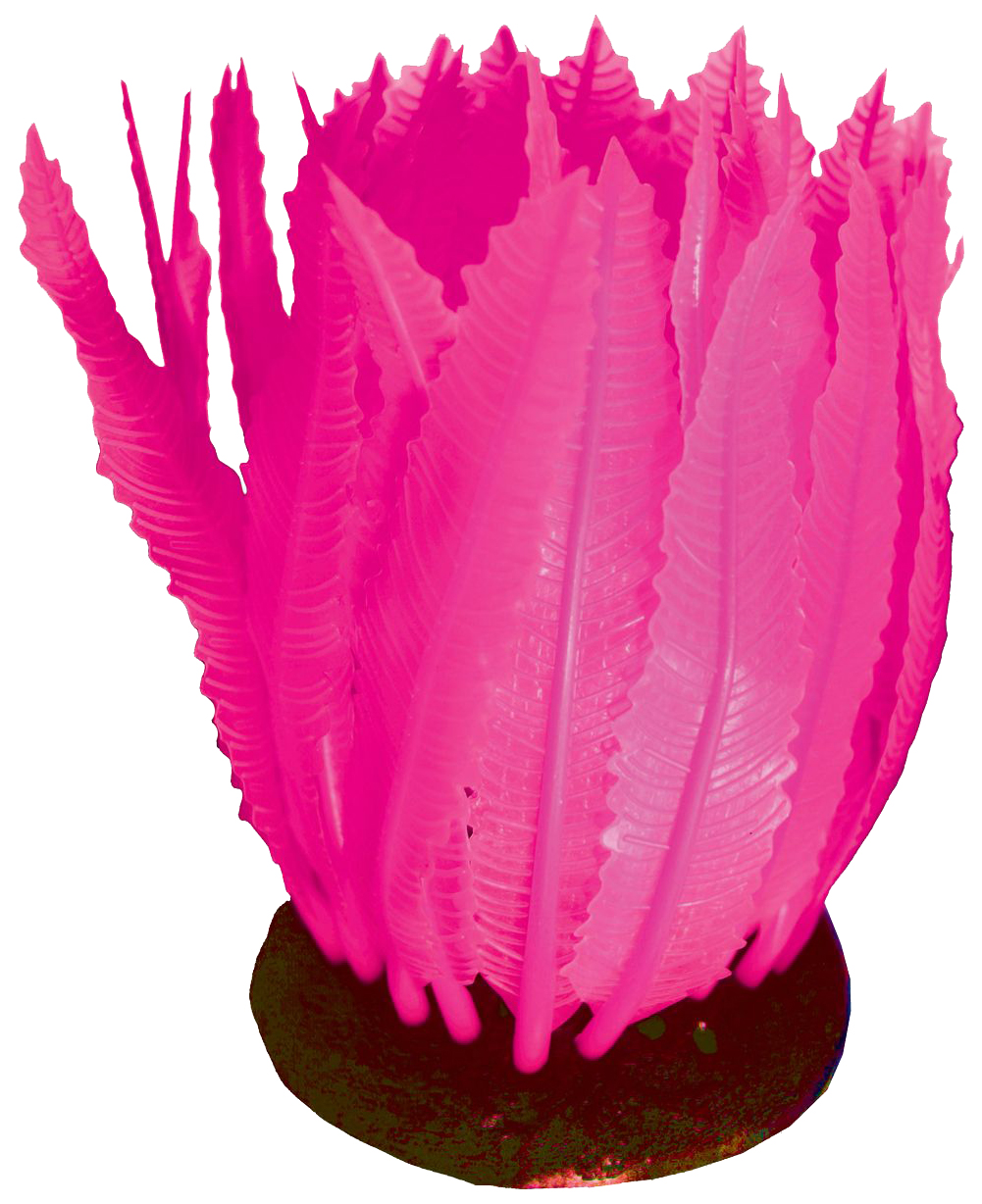 фото Искусственное растение для аквариума jelly-fish, листья светящиеся розовые, 9,8х7,5х11см