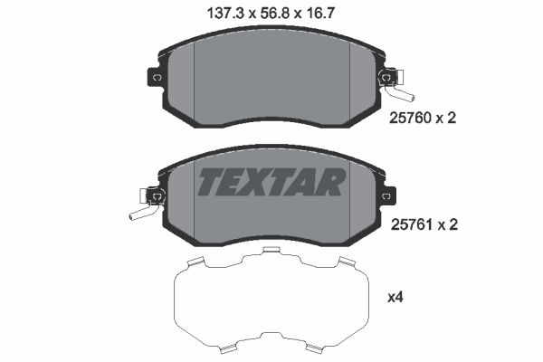 фото Комплект тормозных дисковых колодок textar 2576001