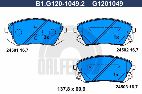 

Комплект тормозных дисковых колодок GALFER B1.G120-1049.2