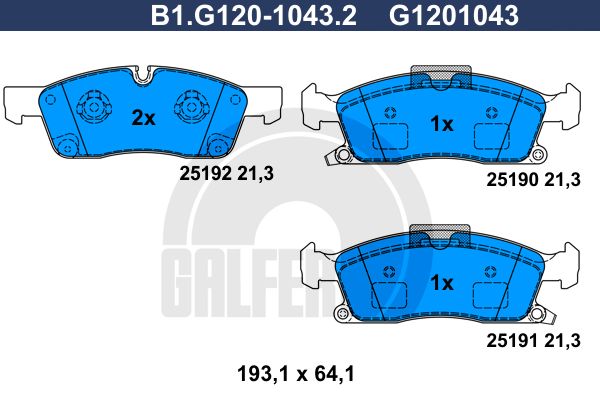 

Комплект тормозных дисковых колодок GALFER B1.G120-1043.2