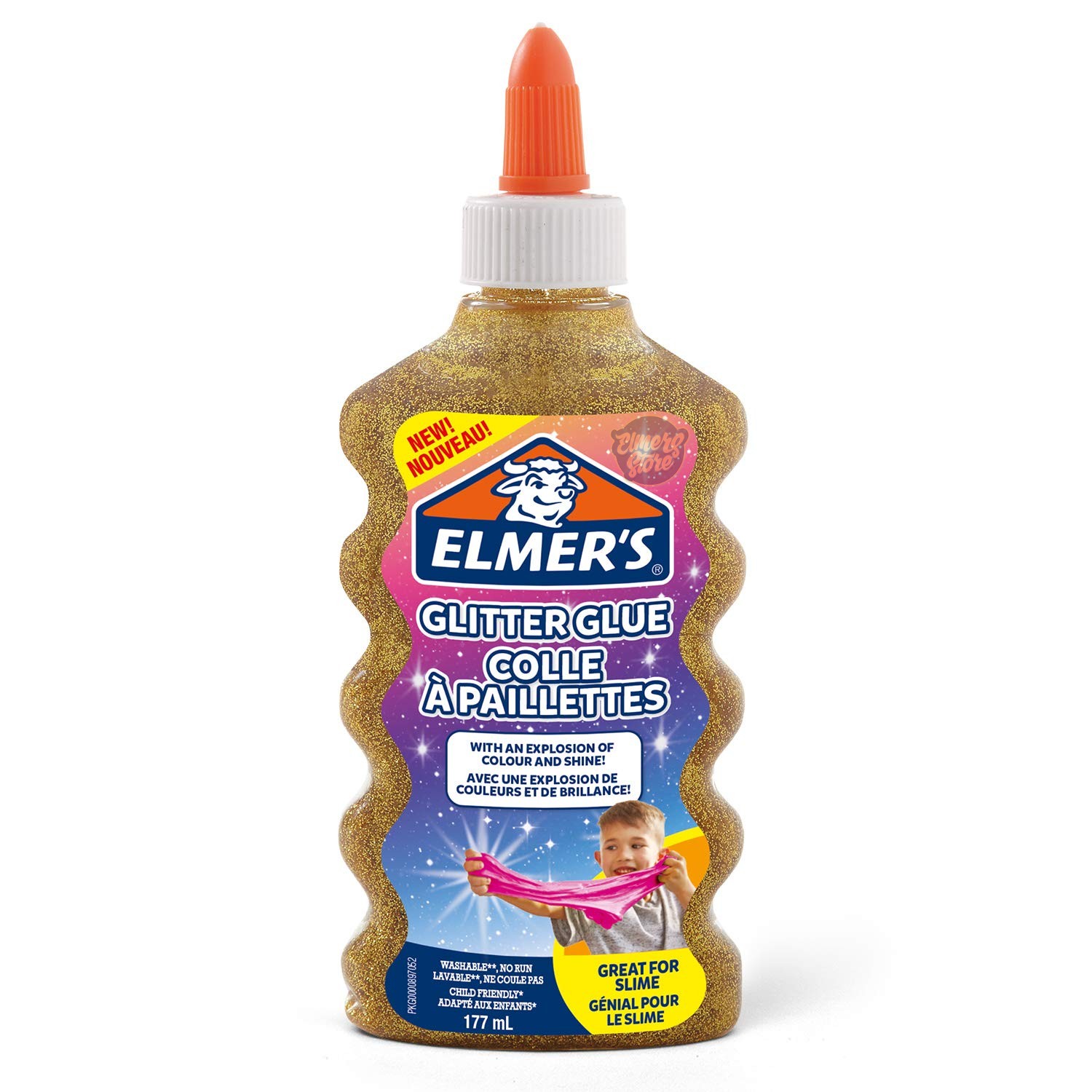 фото Клей для слайма elmers glitter glue золотой 177 мл