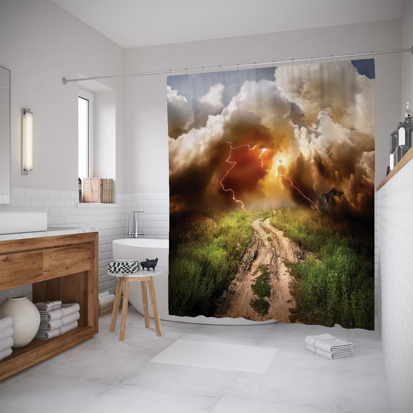 

Штора для ванной JoyArty «Портал из молний» 180x200, Зеленый