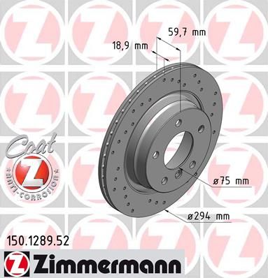 

Тормозной диск ZIMMERMANN 150.1289.52