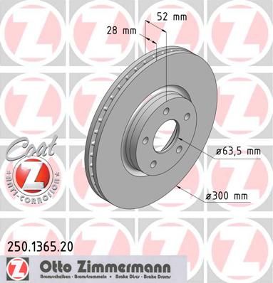 фото Тормозной диск zimmermann 250.1365.20