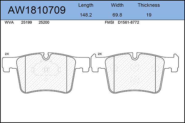 фото Комплект тормозных колодок, дисковый тормоз aywiparts aw1810709