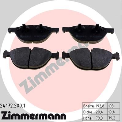 

Тормозные колодки ZIMMERMANN дисковые 24172.200.1