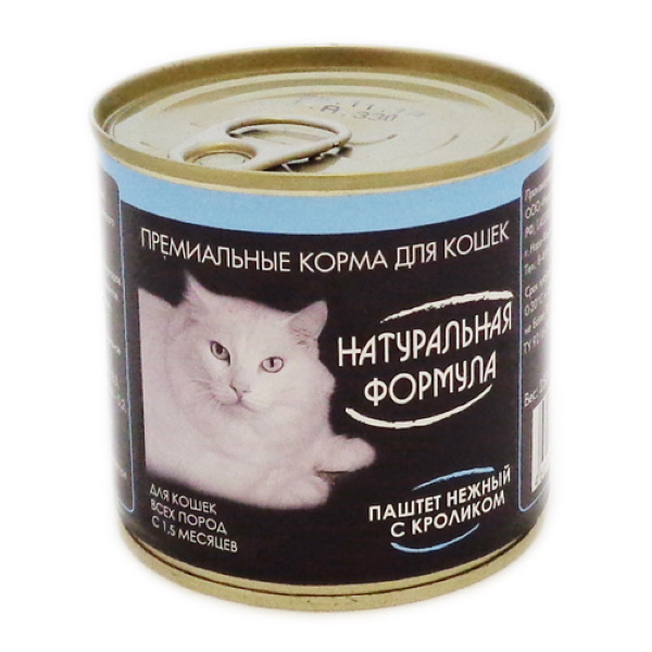 Консервы для кошек Натуральная Формула, нежный паштет с кроликом, 250г