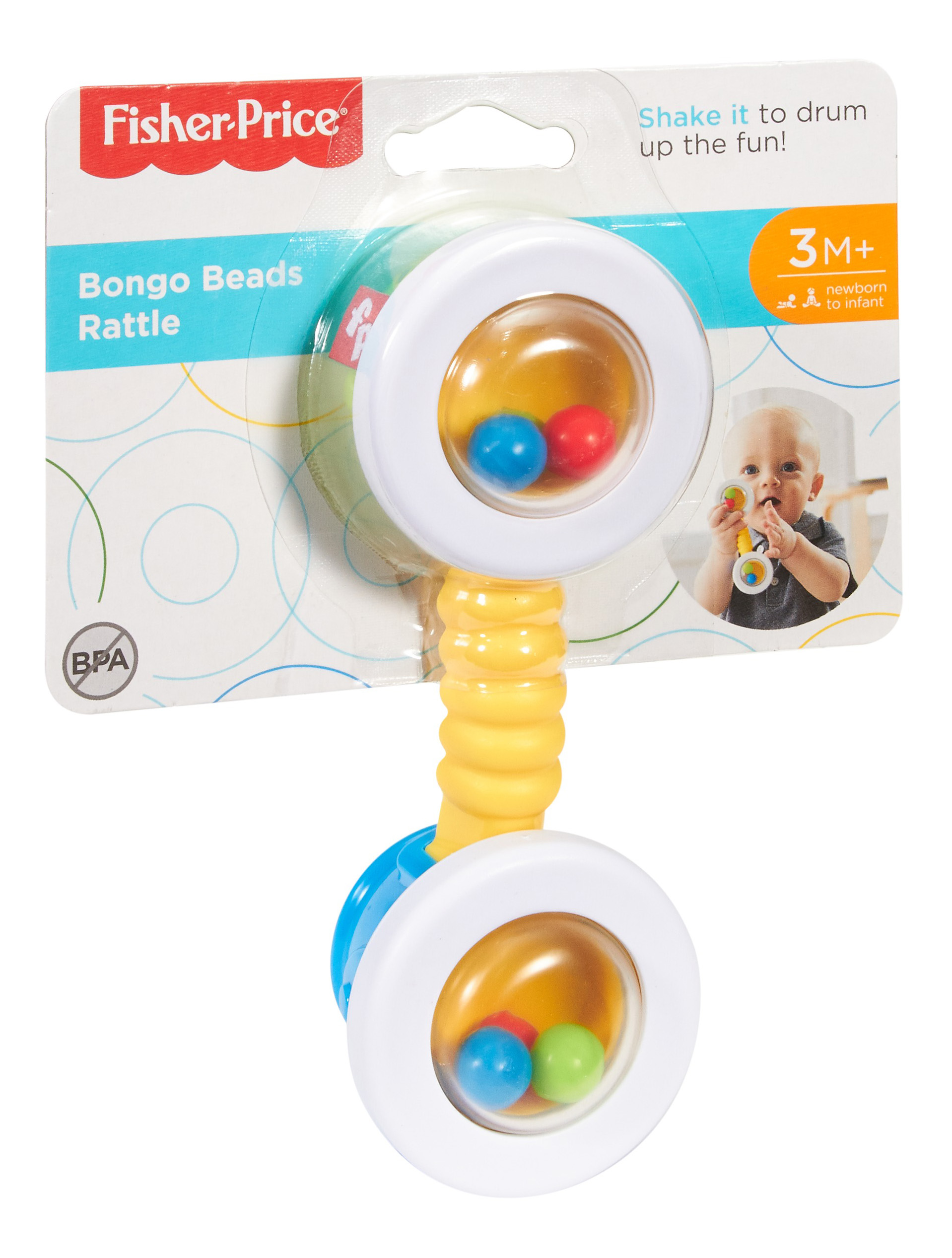 

Прорезыватель-погремушка Fisher-Price барабаны бонго drf16, Барабаны бонго