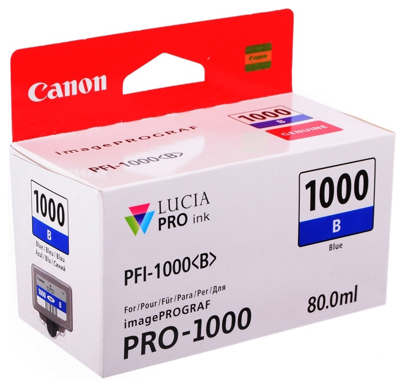 

Картридж для струйного принтера Canon PFI-1000 B (0555C001) красный, оригинал, Голубой, PFI-1000 B