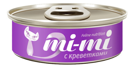 Консервы для кошек и котят Mi-Mi, с креветками в желе, 80г