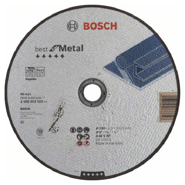 Диск отрезной абразивный Bosch Best по метл 230x1,9, прям 2608603522