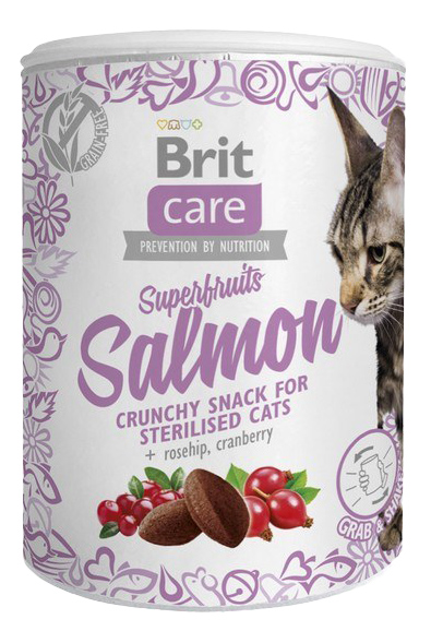 фото Лакомство для кошек brit care superfruits для стерилизованных, фигурки, лосось, 100 г