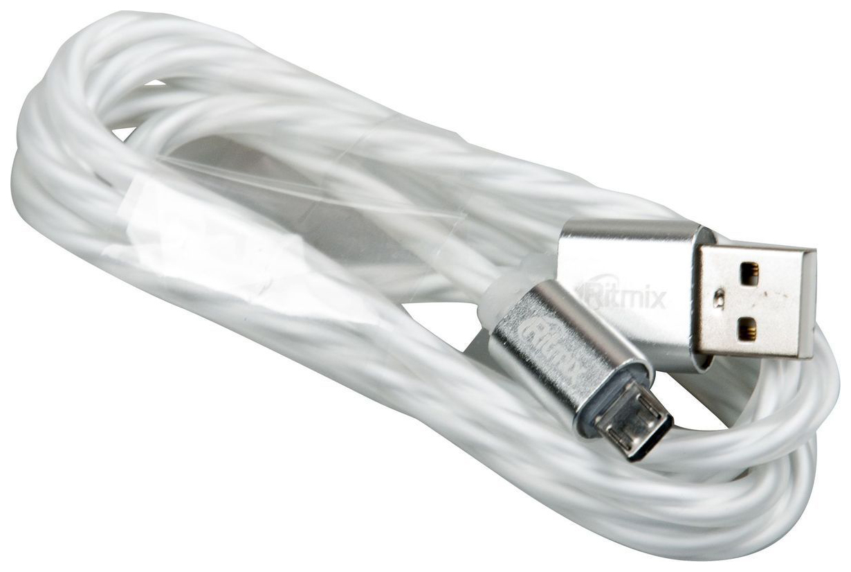 Кабель USB-microUSB Ritmix RCC-312 White 1м, 2А