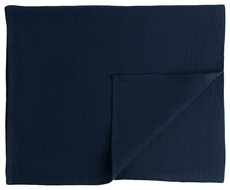 Дорожка на стол из умягченного льна темно-синего цвета Essential 45х150