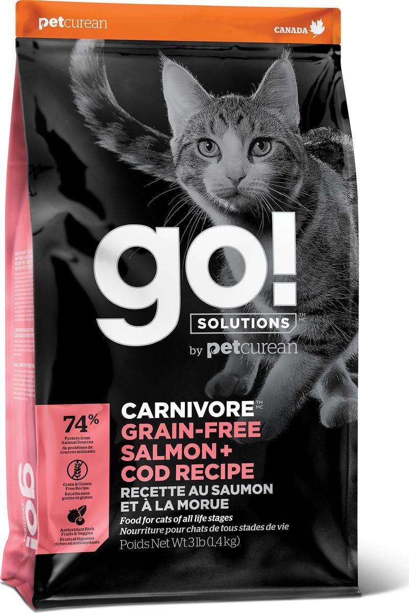 фото Сухой корм для кошек и котят go! carnivore, беззерновой, с лососем и треской, 3,63 кг