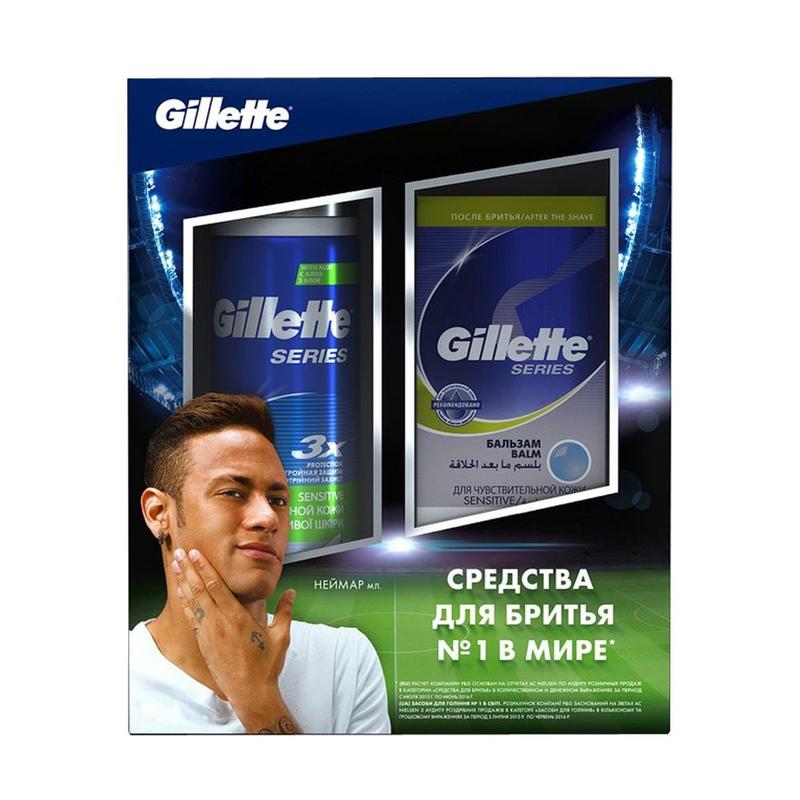 фото Подарочный набор gillette series sensitive пена д/бритья 250мл+бальзам после бритья 100мл