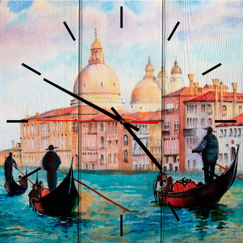 фото Настенные часы лодочники в венеции 40 х 40 см дом корлеоне