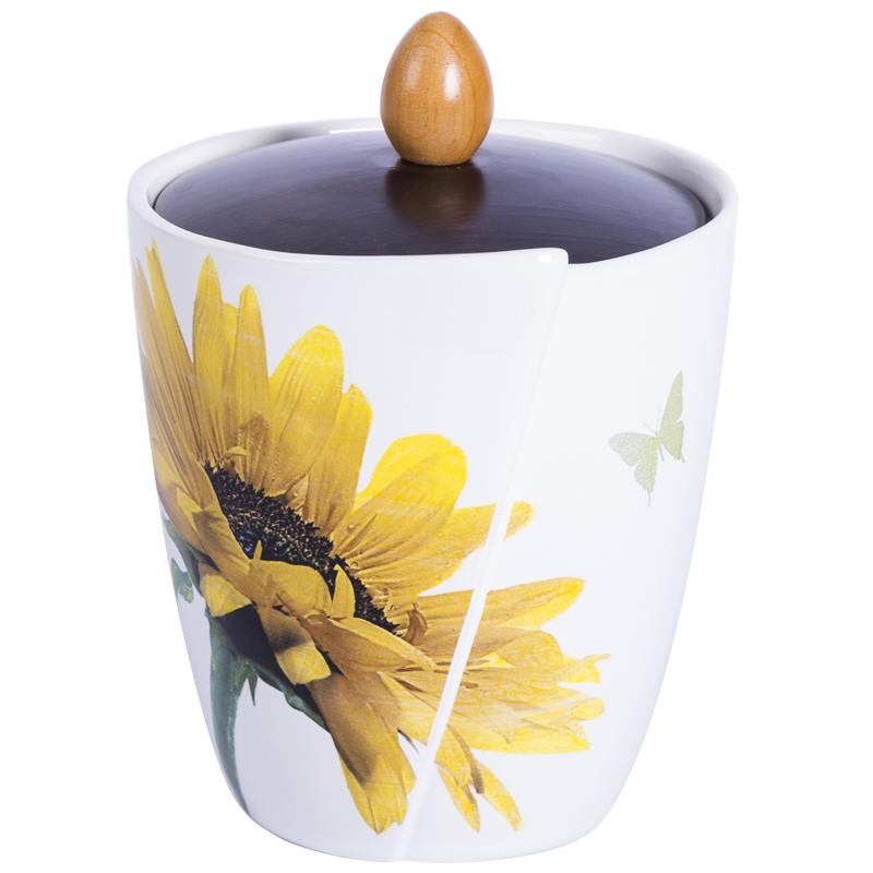 фото Банка для хранения ceramiche viva sunflower 13x13x18см