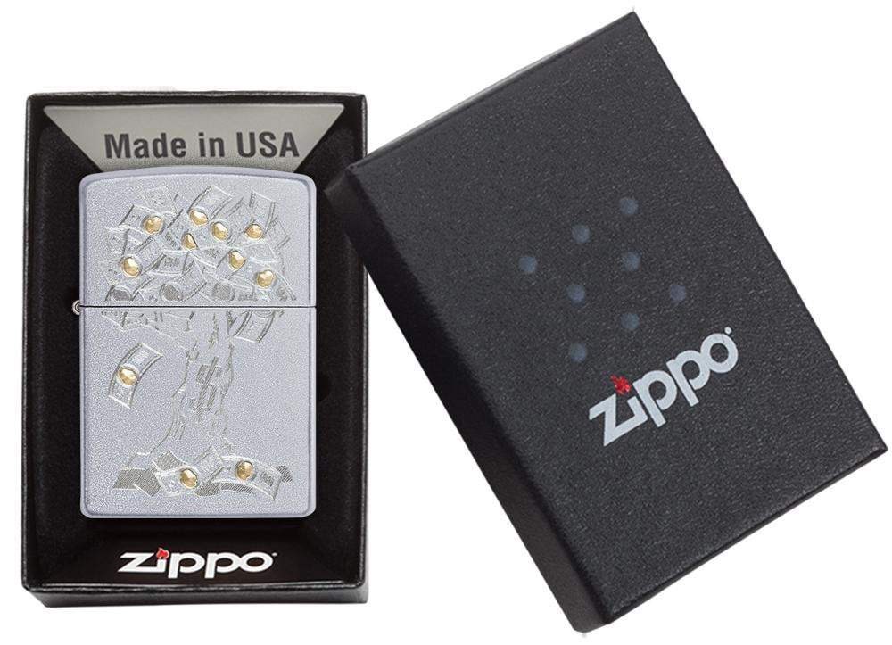 

Бензиновая зажигалка Zippo Money Tree Design 29999 Satin Chrome, Money Tree Design 29999