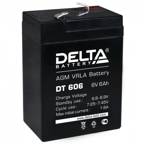 фото Аккумулятор delta dt 606 6в 6ач 70x47x107 мм прямая (+-)