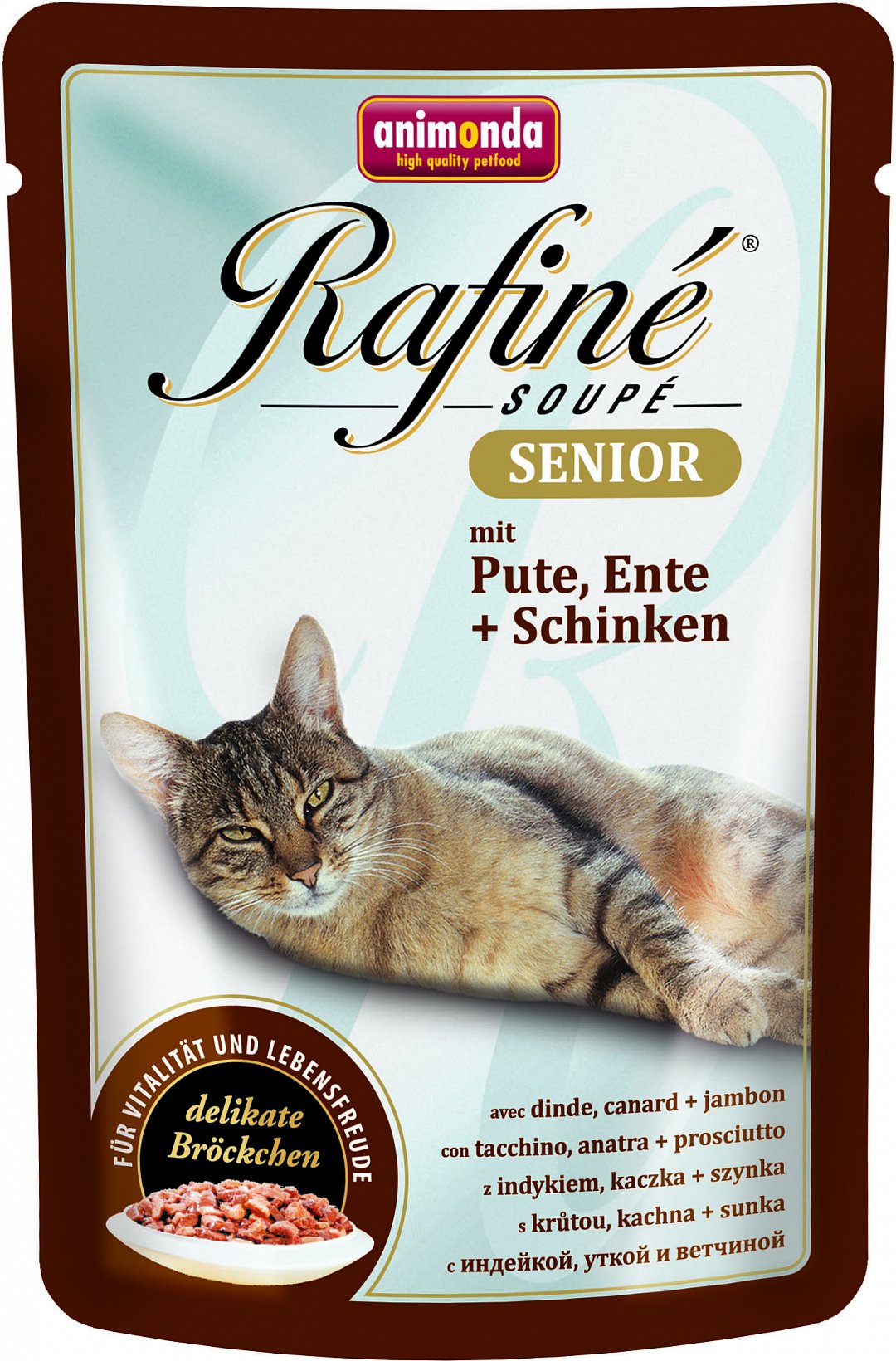 фото Влажный корм для кошек animonda rafine soupe senior, индейка, утка и ветчина, 100г