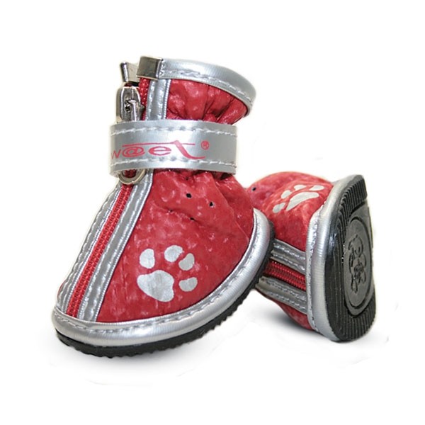 фото Ботинки для собак triol, красные с лапками, размер 2