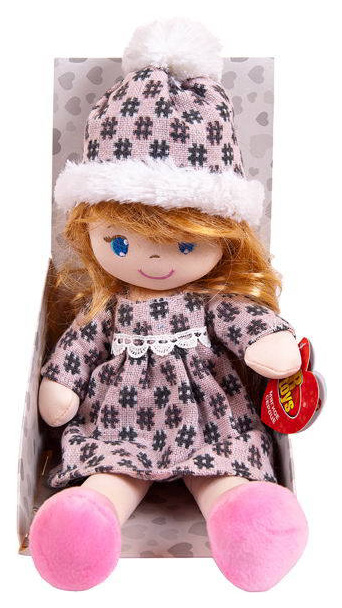 Кукла мягконабивная abtoys в шапочке и фетровом платье, 36 см abtoys кукла в серой шапочке и фетровом костюме 36 см