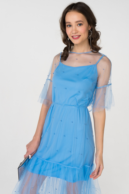 

Платье женское ZARINA 8225064564108 голубое 46 RU, 8225064564108
