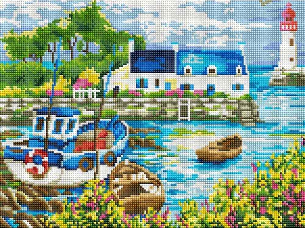 

Алмазная вышивка Белоснежка Домик в бухте, 30x40 см, Домик в бухте