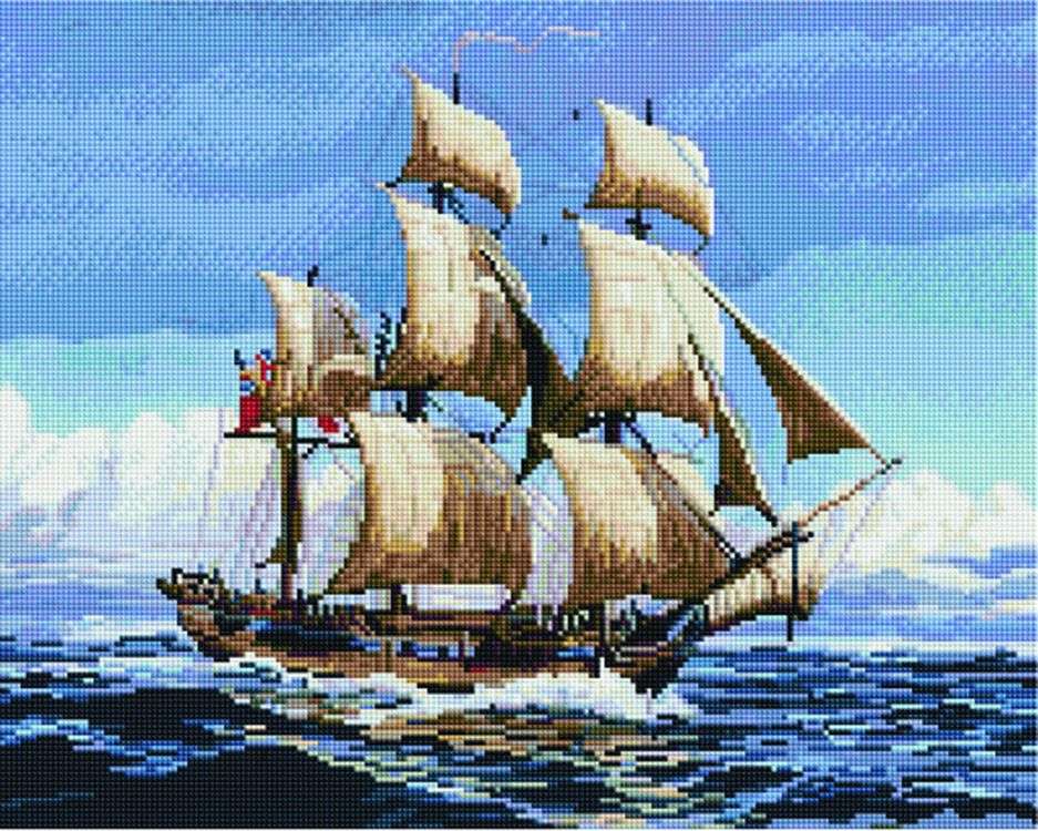 

Алмазная вышивка Painting Diamond Плывущий парусник, 40x50 см, Плывущий парусник