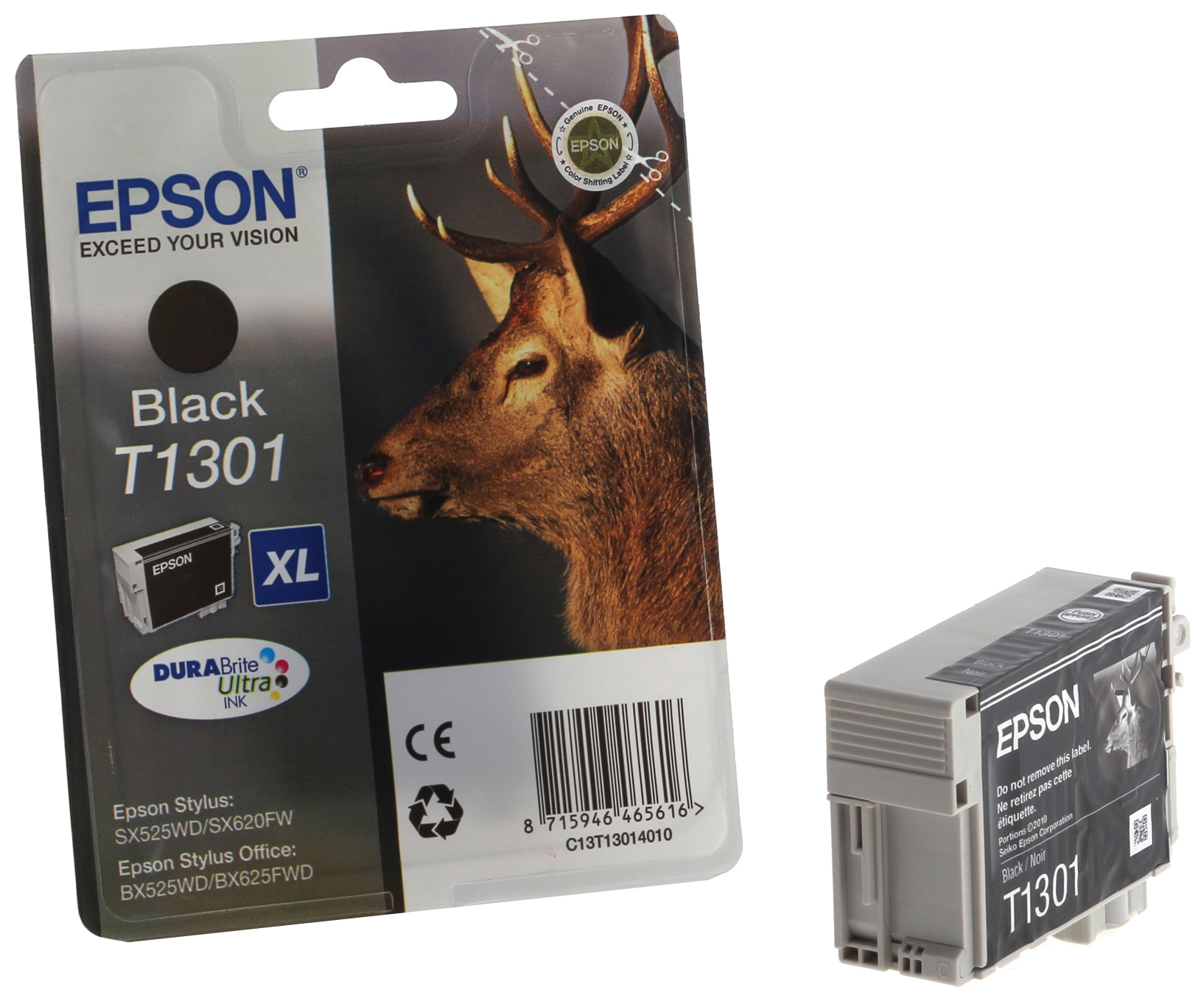 Картридж для струйного принтера Epson T1301 (C13T13014012) черный, оригинал