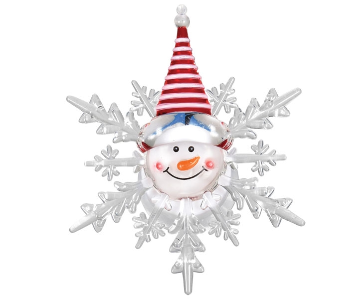 фото Фигурка vegas "снеговик" светодиодная на присоске 10*12 см, меняет цвет, с батарейкой /48