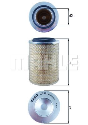 

Фильтр воздушный KNECHT LX 99