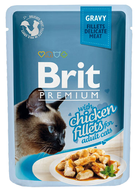 фото Влажный корм для кошек brit premium, в соусе, курица, 24шт, 85г