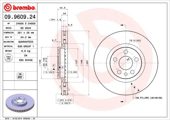 фото Тормозной диск brembo 09.9609.24