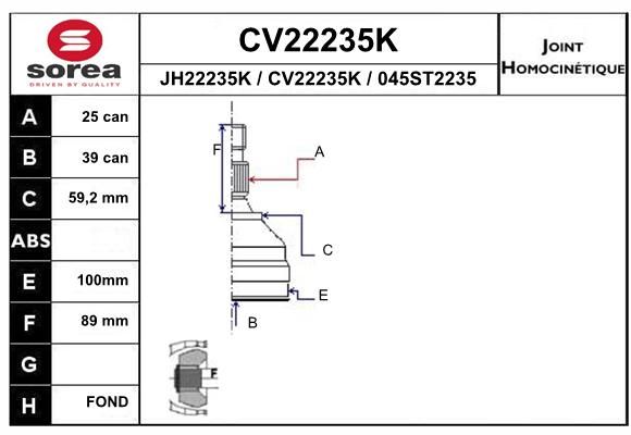 Шрус EAI CV22235K