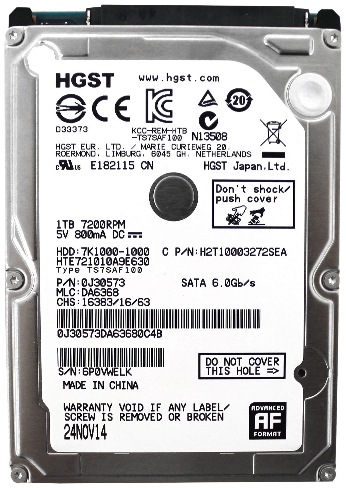 

Жесткий диск HGST Travelstar7K1000 1ТБ (HTE721010A9E630), Travelstar7K1000