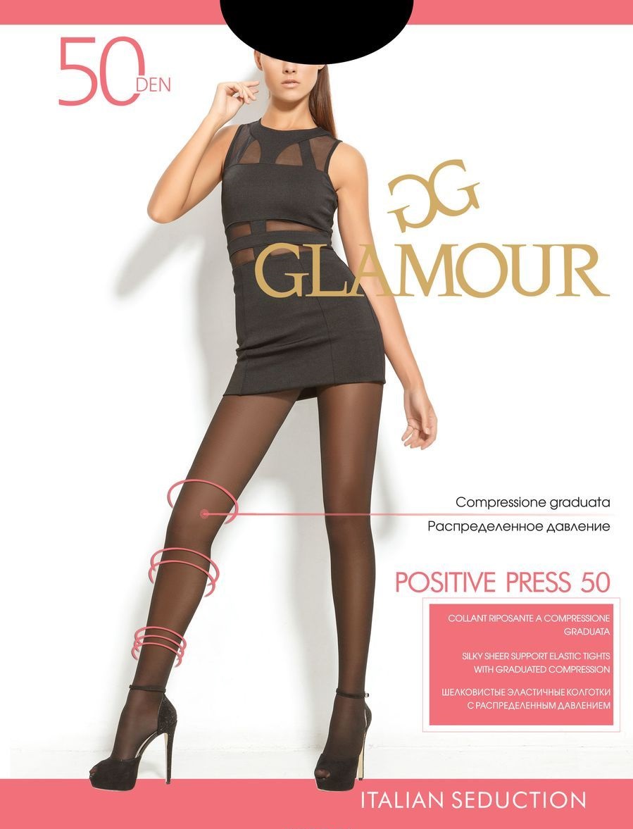 фото Колготки женские glamour колготки 'positive press 50' nero, размер 3 черные 3 (m)