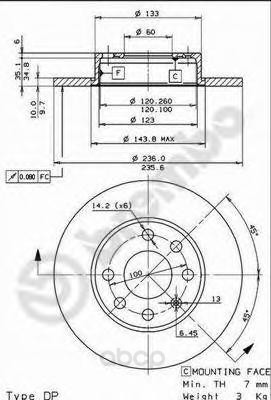 фото Тормозной диск brembo для 08425014